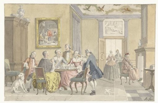 Interior with a tea-drinking company