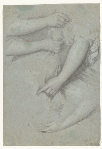 Four studies of a woman's arm, with drapery