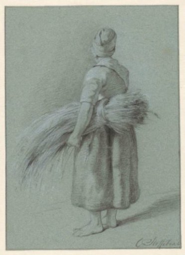 Study of a standing woman with a sheaf of corn under her arm