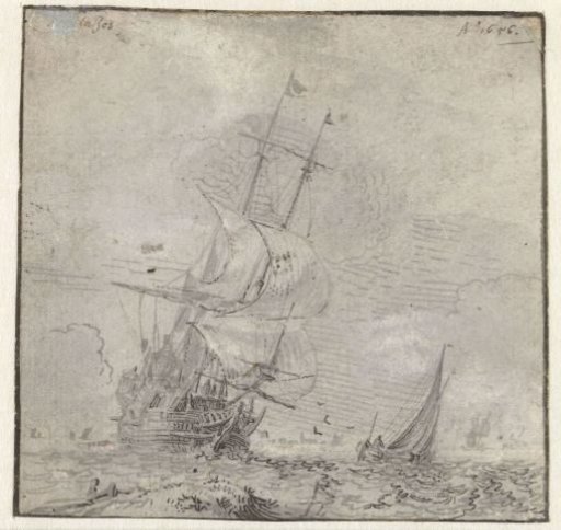 Three-Masted Ship with Full Sails