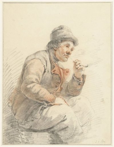 Seated, pipe-smoking peasant
