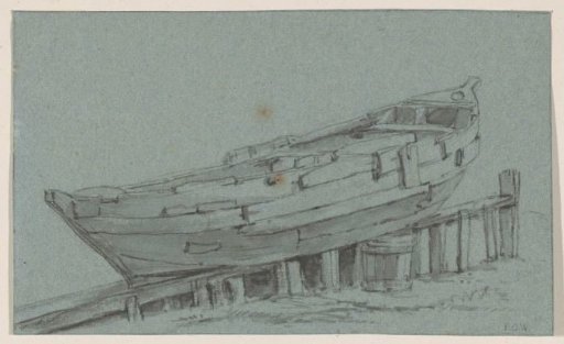 Boat lying on a slope for repair