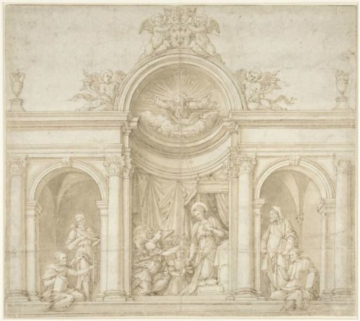 Altarpiece with an Annunciation and on Both Sides Two Prophets
