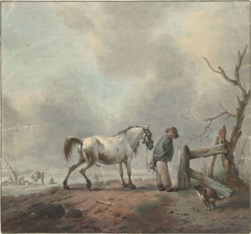 Landscape with a Man Watering, Horse, and Dog