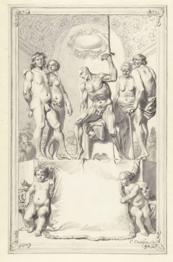 Title page with models for anatomical drawing exercises