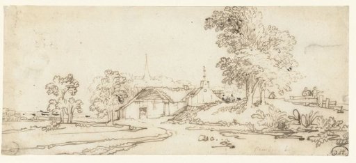 Farmhouses among a few trees
