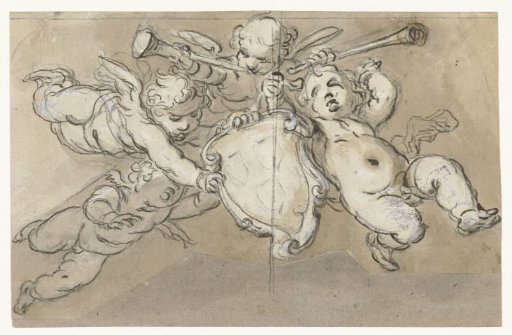 Putti with the coat of arms of the Guild of Saint Luke