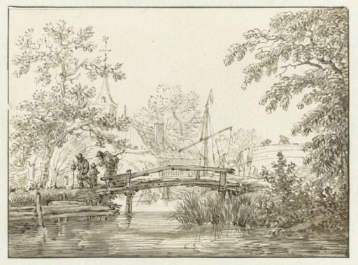 Landscape with a wooden footbridge