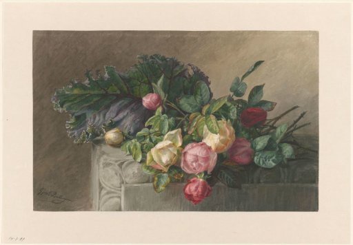 Still Life with Roses and Cabbage Leaves