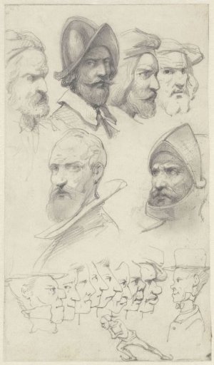 Studies of historical heads and caricatures