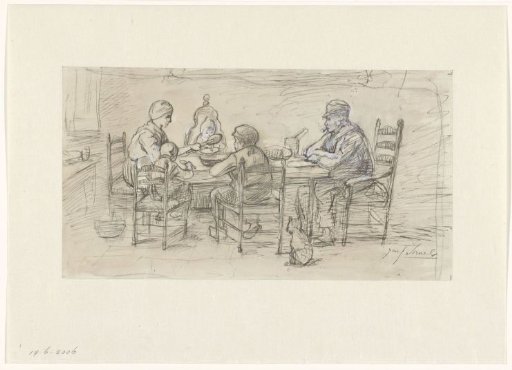 Family around a table at a meal