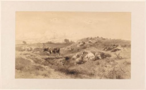 Landscape with cattle and a resting shepherd