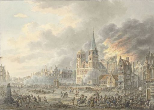 The capture of a town by French troops