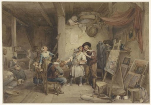 Adriaen Brouwer with his pupil J. van Craesbeek