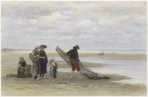 Shrimp fisherman on the beach