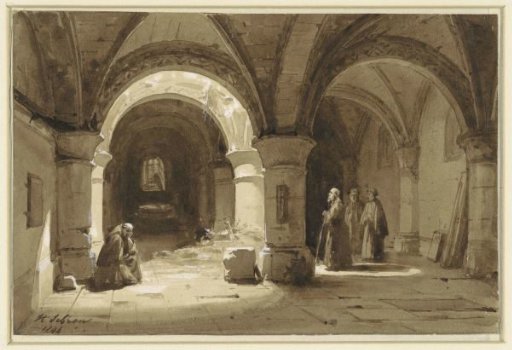 Monastery vaults with monks