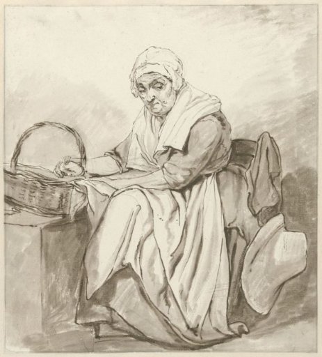 Study of a seated old woman with a man