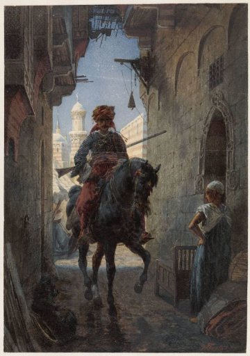 Turkish rider in a town
