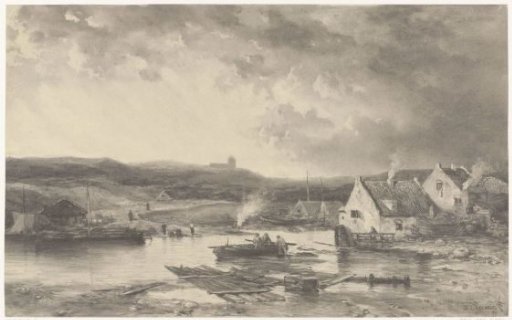 River Landscape with Several Houses and a Watermill