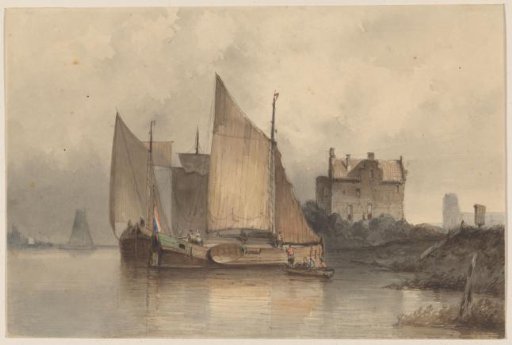 River View with a Sailing Ship