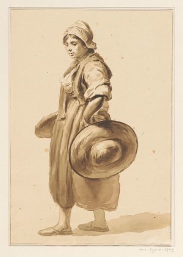 Standing girl with a hat in her hand