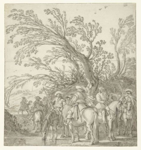 Highwaymen or soldiers at a watering place