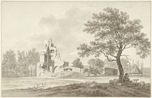 Ruins of the House ter Lee or ter Lynden, on the Rhine opposite Rhenen