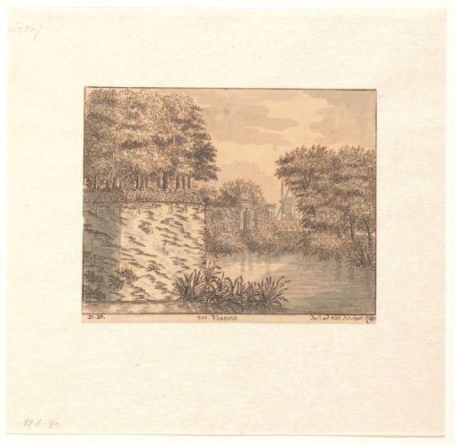 View of the city wall and city gate of Vianen