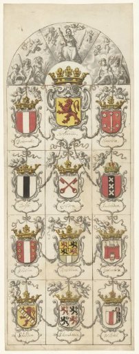 Design for a stained-glass window 9 donated by the cities of Holland