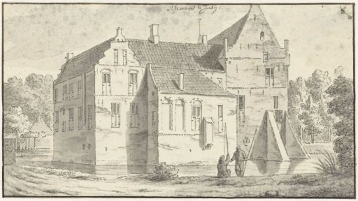 The house of Rhaen in Overijssel, with two anglers in the foreground
