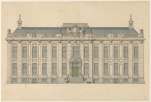 Facade of a palace, possibly the Huis Huguetan on the Lange Voorhout in The Hague