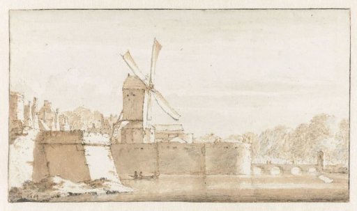 View of Rembrandt's mill, the ramparts near the Morspoort and the Pelikaansbolwerk