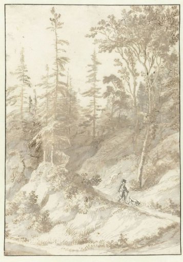 Wooded landscape with a traveller