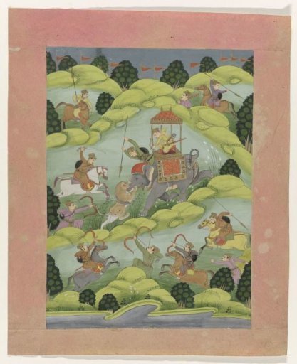 Rajput prince on a lion hunt