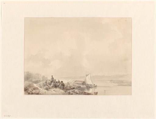 River Landscape with a Group of People