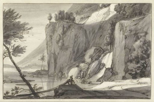 Mountainous Coastal Landscape with Steep Cliffs on the Right