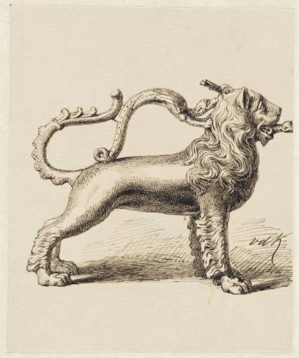 Bronze ewer in the shape of a lion