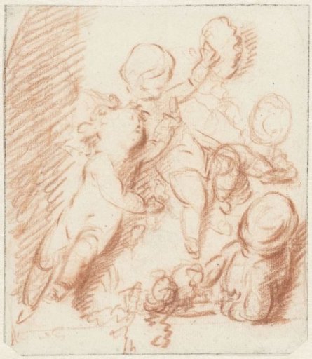 Design for a door or chimney piece with three putti