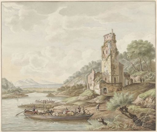 Landscape with a Boat Laden with Goods near a Castle