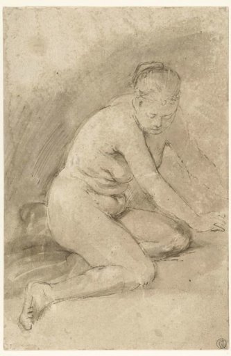 Kneeling Female Nude with Outstretched Arms
