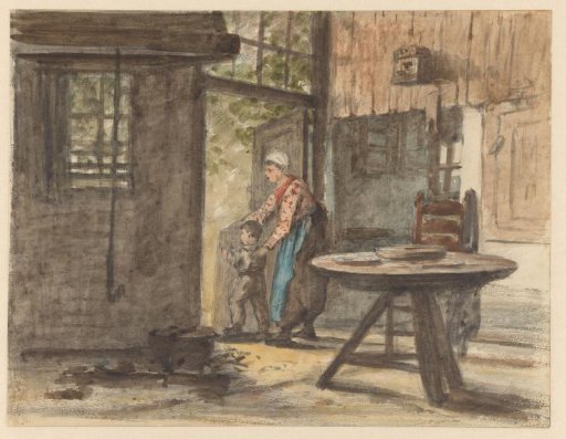 Woman sending a boy outside