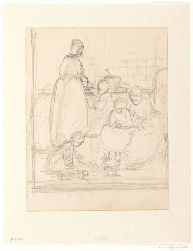 Interior with Kitchen and Playing Children