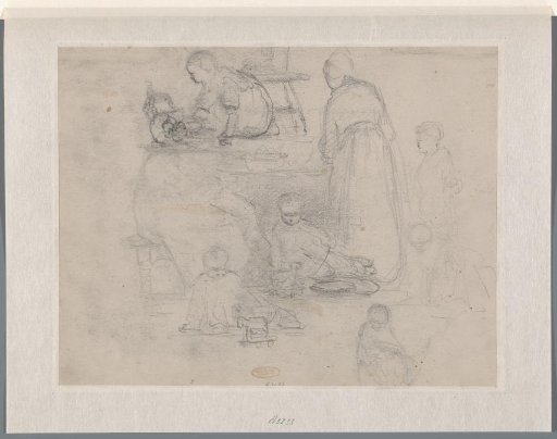 Mother with playing children