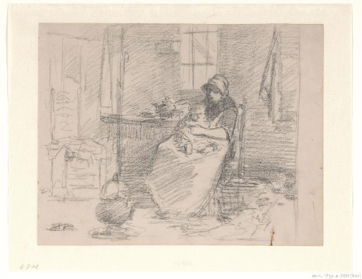 Peasant Interior with Seated Old Woman
