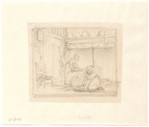 Kitchen interior with women