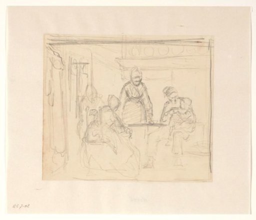 Kitchen interior with family