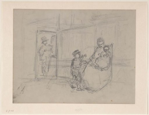 Interior with Mother, Children and a Man