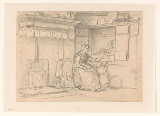 Interior with Mother and Child at a Bedstede