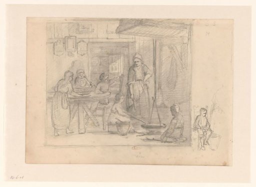 Women, children and a man in a long coat