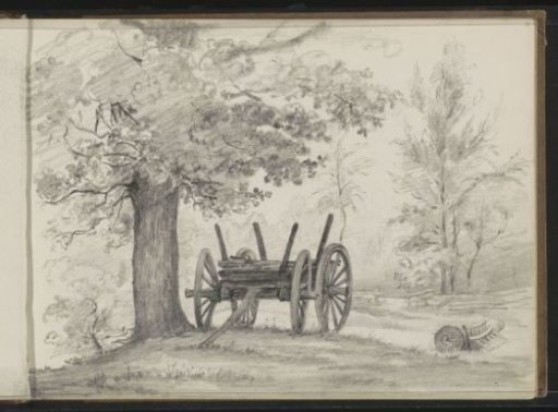 Farm cart by a tree